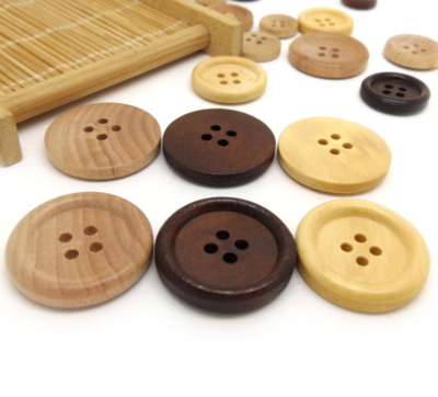 天然環保木頭紐扣 深咖啡色四眼細邊大衣紐扣的市場介紹